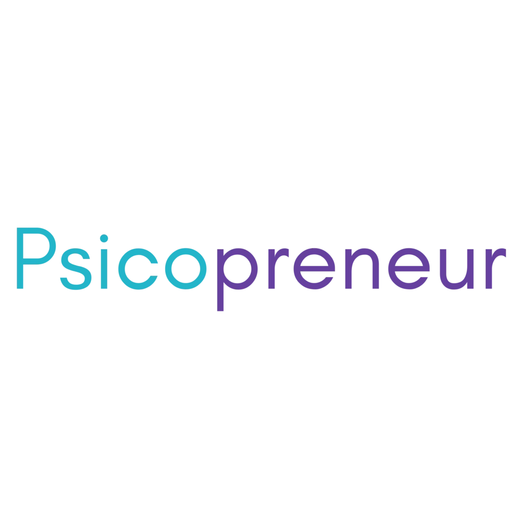 Logo Psicopreneur en color azul y morado en fondo transparente