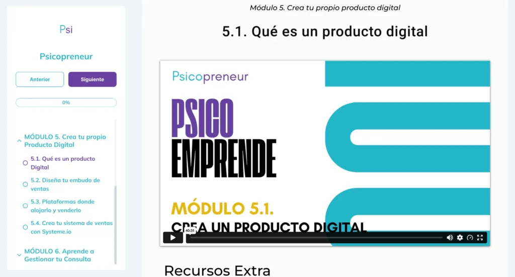 Campus de Psicoemprende con el Módulo 5 sobre producto digital para psicólogos