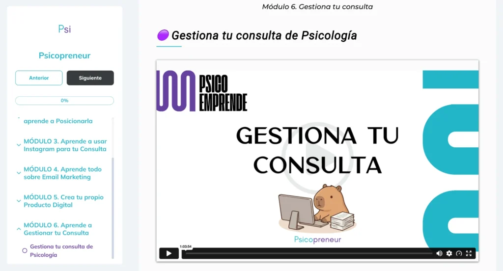 Campus de Psicoemprende con el Módulo 6 sobre gestión de consulta para psicólogos